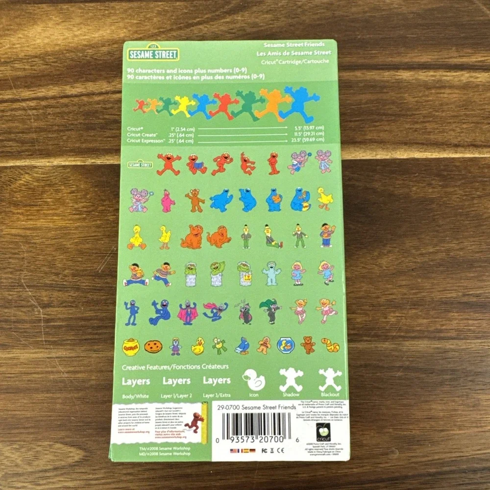 Cricut Sesame Street Friend Cartridge Set 29-0700 Elmo Cookie Monster Kids Craft